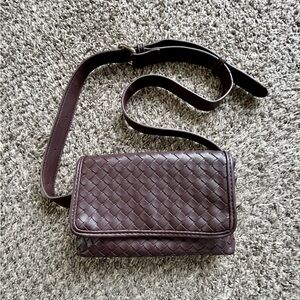 LuLu Dharma Woven Leather Hip Belt Fanny Pack in Brown